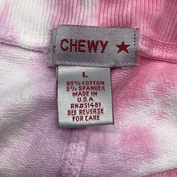 CHEWY PINK/PURPLE/WHITE TIE DYE WIDE LEG LOUNGE PANTS SIZE LARGE - Picture 10 of 11